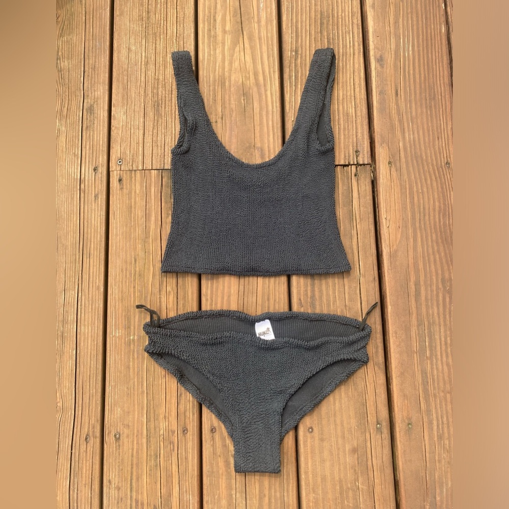 Hunza G Charcoal Textured Bikini Set